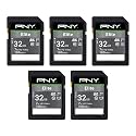 PNY 32GB Elite C10 U1 V10 SDHC Flash Memory Card 5-Pack, UHS-I