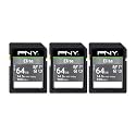 PNY 64GB Elite C10 U1 V10 SDXC Flash Memory Card 3-Pack, UHS-I, Full HD