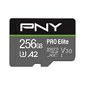 PNY 256GB PRO Elite C10 U3 V30 A2 microSDXC Flash Memory Card, 4K UHD