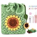 Pnytty Crochet Kit for Beginners, Sunflower Phone Bag Crochet Kit for DIY