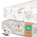 Pobi Baby Crib Sheets for Girls, Soft Cotton Blend, 2-Pack (Wildflower)