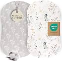Pobi Baby Bassinet Sheets for Girls, 2-Pack, Cotton Blend (Wildflower)