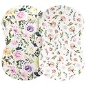 Pobibaby - 2 Pack Premium Bassinet Sheets for Standard Bassinets - Ultra-Soft Premium Knit, Stylish Floral Pattern, Safe and Snug for Baby (Allure)