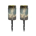 Poceacles 2 Pack Cross Solar Lights Waterproof Solar Garden Lights Cemetery Solar Outdoor Lights Outdoor Stake Automatic Solar Lantern for Cemetery Grave Decoration, God Cross Galaxy Blue
