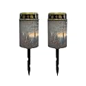 Poceacles 2 Pieces Cross Solar Lights Outdoor Waterproof for Grave Decorations Fake LED Flameless Candles Outdoor Solar Lights Solar Lamp for Cemetery Pathway Lawn Yard, Deer Cross Starry Sky
