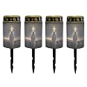Poceacles 4 Pack Cross Outdoor Lights Solar Powered Flameless Candle Cemetery Votive Candles Waterproof Outdoor Memorial Candle Solar Stake Lights for Grave Cemetery, God Cross Galaxy Brown