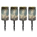 Poceacles 4 Pack Cross Solar Lights Waterproof Solar Garden Lights Cemetery Solar Outdoor Lights Outdoor Stake Automatic Solar Lantern for Cemetery Grave Decoration, God Cross Galaxy Blue