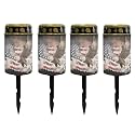 Poceacles 4 Pack Solar Lights Solar Cemetery Lights Solar Grave Lights Outdoor Waterproof Decoration Pathway Lights Garden Solar Candle for Memorial Day Decor, Eagle American Flag Splatter