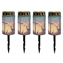 Poceacles 4 PCS Cross Solar Lights Cemetery Solar Lights for Grave Solar Candle Solar Lantern Light Walkway Lights Waterproof Landscape Lighting for Loss of Loved One, Deer Cross Galaxy Star