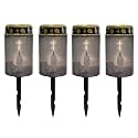 Poceacles 4 PCS Cross Solar Pathway Lights Outdoor Grave Solar Lights Outside Waterproof Cemetery Flameless Candles Outdoor Solar Candle Grave Markers Eternal Decor, God Cross Galaxy Black