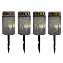 Poceacles 4 Pieces Cross Solar Lights Outdoor Waterproof for Grave Decorations Fake LED Flameless Candles Outdoor Solar Lights Solar Lamp for Cemetery Pathway Lawn Yard, Deer Cross Starry Sky