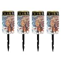 Poceacles 4 Pieces Solar Lights Outdoor Waterproof Cemetery Solar Outdoor Candle Grave Solar Decoration Solar Votive Candles Blessed Candles for Loss of Loves One, Dachshund American Flag
