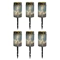 Poceacles 6 Pack Cross Solar Lights Waterproof Solar Garden Lights Cemetery Solar Outdoor Lights Outdoor Stake Automatic Solar Lantern for Cemetery Grave Decoration, God Cross Galaxy Blue