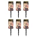 Poceacles 6 Pieces Cross Outdoor Solar Lights Solar Garden Lights Cemetery Solar Lights Water Resistant Pillar Candle Solar Garden Stake Lights for Cemetery Grave Decorations, Deer Cross Galaxy Red