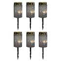 Poceacles 6 Pieces Cross Solar Lights Outdoor Waterproof for Grave Decorations Fake LED Flameless Candles Outdoor Solar Lights Solar Lamp for Cemetery Pathway Lawn Yard, Deer Cross Starry Sky