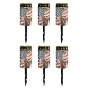 Poceacles 6 Pieces Solar Lights Outdoor Waterproof Grave Solar Lights for Cemetery LED Flameless Candle Cemetery Solar Candle Lights Pillar Candles Outdoor Decor, Brown Horse American Flag