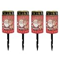 Poceacles Cemetery Candle Grave Lights Outdoor Waterproof Decoration Pathway Lights Garden Solar Candle for Christmas Holiday Decor, Cute Santa Claus Reindeer Red, 4 Pack