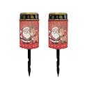 Poceacles Cemetery Candle Grave Lights Outdoor Waterproof Decoration Pathway Lights Garden Solar Candle for Christmas Holiday Decor, Cute Santa Claus Reindeer Red, 2 Pack