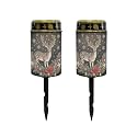 Poceacles Christmas Decor Solar Powered Flameless Candle Cemetery Votive Candles Holiday Outdoor Memorial Solar Stake Lights, Deer Christmas Poinsettia, Pack of 2
