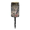 Poceacles Christmas Decor Solar Powered Flameless Candle Cemetery Votive Candles Holiday Outdoor Memorial Solar Stake Lights, Deer Christmas Poinsettia