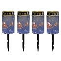 Poceacles Christmas Lights Solar Grave Candle Solar Cemetery Candles LED Automatic Outdoor Flameless Cemetery Lights for Christmas, Santa Claus Reindeer Sky Print, 4 Piece Set