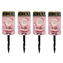 Poceacles Christmas Solar Lights Garden Cemetery Flameless Candle Water Resistant Pillar Candle Solar Garden Stake Lights for Christmas Decorations, Santa Claus Pink, 4 Pack
