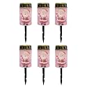 Poceacles Christmas Solar Lights Garden Cemetery Flameless Candle Water Resistant Pillar Candle Solar Garden Stake Lights for Christmas Decorations, Santa Claus Pink, 6 Pack