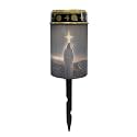 Poceacles Cross Outdoor Lights Solar Powered Flameless Candle Cemetery Votive Candles Waterproof Outdoor Memorial Candle Solar Stake Lights for Grave Cemetery, God Cross Galaxy Brown