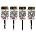 Poceacles Cross Outdoor Lights Solar Powered Flameless Candle Cemetery Votive Candles Waterproof Outdoor Memorial Candle Solar Stake Lights for Grave Cemetery, Eagle American Flag Cross, Pack of 4
