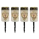 Poceacles Cross Outdoor Solar Lights Grave Solar Candle Outdoor Waterproof Cemetery Solar Candles Garden Lights for Cemetery Lawn Porch Backyard Decoration, Butterfly Sunflower Cross Letter, Pack of 4