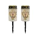 Poceacles Cross Outdoor Solar Lights Grave Solar Candle Outdoor Waterproof Cemetery Solar Candles Garden Lights for Cemetery Lawn Porch Backyard Decoration, Butterfly Sunflower Cross Letter, Pack of 2