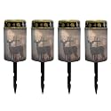 Poceacles Cross Outdoor Solar Lights Set of 4 Waterproof Outdoor Lights Solar Powered Solar Lantern Light Blessed Candles Cemetery Lights Outdoor Stake for Eternal Decorative, Deer Cross Galaxy