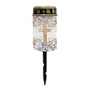 Poceacles Cross Outdoor Solar Lights Solar Garden Lights Cemetery Solar Lights Water Resistant Pillar Candle Solar Garden Stake Lights for Cemetery Grave Decorations, Flower Leaf Cross