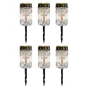 Poceacles Cross Outdoor Solar Lights Solar Garden Lights Cemetery Solar Lights Water Resistant Pillar Candle Solar Garden Stake Lights for Cemetery Grave Decorations, Flower Leaf Cross, Pack of 6