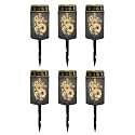 Poceacles Cross Outdoor Solar Lights Waterproof Outdoor Lights Solar Powered Solar Lantern Light Blessed Candles Cemetery Lights Outdoor Stake Home Decorative, Sunflower Hummingbird Cross, Pack of 6