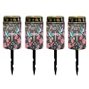 Poceacles Cross Solar Candle Pack of 4 Cemetery Solar Lights for Grave LED Garden Lights Solar Powered Solar Pathway Lights Outdoor Waterproof with Dusk to Dawn Sensor, Dove of Peace Cross Floral