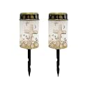 Poceacles Cross Solar Cemetery Lights Grave Solar Lights Solar Cemetery Lamp LED Flameless Candles Outdoor Cemetery Solar Lights for Loss of Mother, Daisy Butterfly Cross, Pack of 2