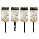 Poceacles Cross Solar Cemetery Lights Grave Solar Lights Solar Cemetery Lamp LED Flameless Candles Outdoor Cemetery Solar Lights for Loss of Mother, Daisy Butterfly Cross, Pack of 4