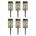 Poceacles Cross Solar Lights Outdoor for Cemetery Grave Solar Lights Outdoor Waterproof Decorative Flameless Candle for Cemetery Garden Backyard Outdoor Decor, Butterfly Cross Floral Green, Pack of 6