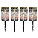 Poceacles Cross Solar Lights Outdoor for Cemetery Grave Decorations, Fake LED Pillar Candles Solar Powered Waterproof Outdoor Stake Lights Grave Markers, Butterfly White Cross Flower, Pack of 4