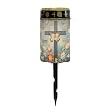 Poceacles Cross Solar Lights Outdoor for Cemetery Grave Solar Lights Outdoor Waterproof Decorative Flameless Candle for Cemetery Garden Backyard Outdoor Decor, Butterfly Cross Floral Green