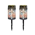 Poceacles Cross Solar Lights Outdoor for Cemetery Grave Decorations, Fake LED Pillar Candles Solar Powered Waterproof Outdoor Stake Lights Grave Markers, Butterfly White Cross Flower, Pack of 2
