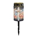 Poceacles Cross Solar Lights Outdoor for Cemetery Grave Decorations, Fake LED Pillar Candles Solar Powered Waterproof Outdoor Stake Lights Grave Markers, Butterfly White Cross Flower