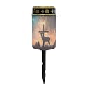 Poceacles Cross Solar Lights Outdoor for Garden Lawn Cemetery Grave Decorative Cemetery Solar Candle Grave Flameless Candle for Outside Home Decorations, Deer Cross Galaxy Shiny