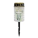 Poceacles Cross Solar Lights Outdoor Grave Solar Lights for Cemetery Decoration, Eucalyptus Leaf Cross Wood Grain