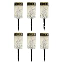 Poceacles Cross Solar Lights Outdoor Solar Powered Outdoor Grave Stake Solar Lights Solar Grave Lantern Landscape Lights Waterproof Cemetery Flameless Candles, Dove of Peace Lily Cross, Pack of 6