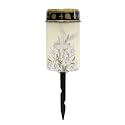 Poceacles Cross Solar Lights Outdoor Solar Powered Outdoor Grave Stake Solar Lights Solar Grave Lantern Landscape Lights Waterproof Cemetery Flameless Candles, Dove of Peace Lily Cross