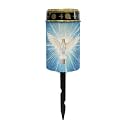 Poceacles Cross Solar Lights Outdoor Waterproof Grave Solar Lights for Cemetery LED Flameless Candle Cemetery Solar Candle Lights Pillar Candles Outdoor Decor, Dove of Peace Cross Blue