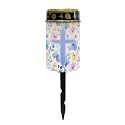 Poceacles Cross Solar Lights Outdoor Waterproof Cemetery Lights Solar Powered Grave Solar Lantern Outdoor Waterproof Walkway Lights for Lawn Garden Pathway, Blue Floral Cross