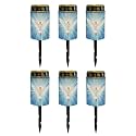 Poceacles Cross Solar Lights Outdoor Waterproof Grave Solar Lights for Cemetery LED Flameless Candle Cemetery Solar Candle Lights Pillar Candles Outdoor Decor, Dove of Peace Cross Blue, Pack of 6